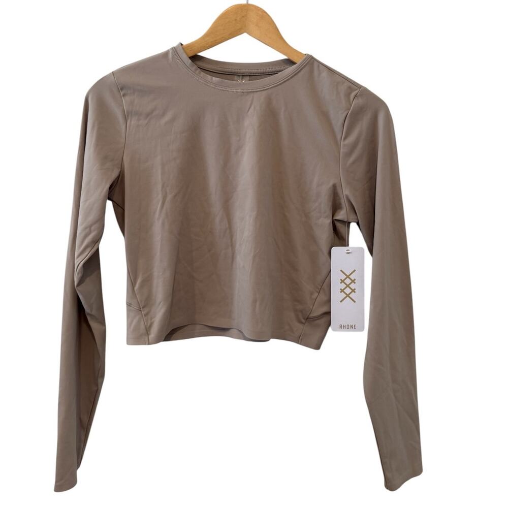 Rhone Serene Fitted Cropped Long Sleeve Top Taupe M